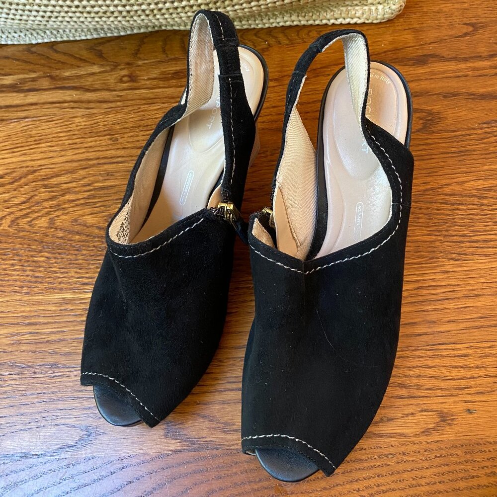 Rockport Black Suede Wedge Sandals Women's 7M